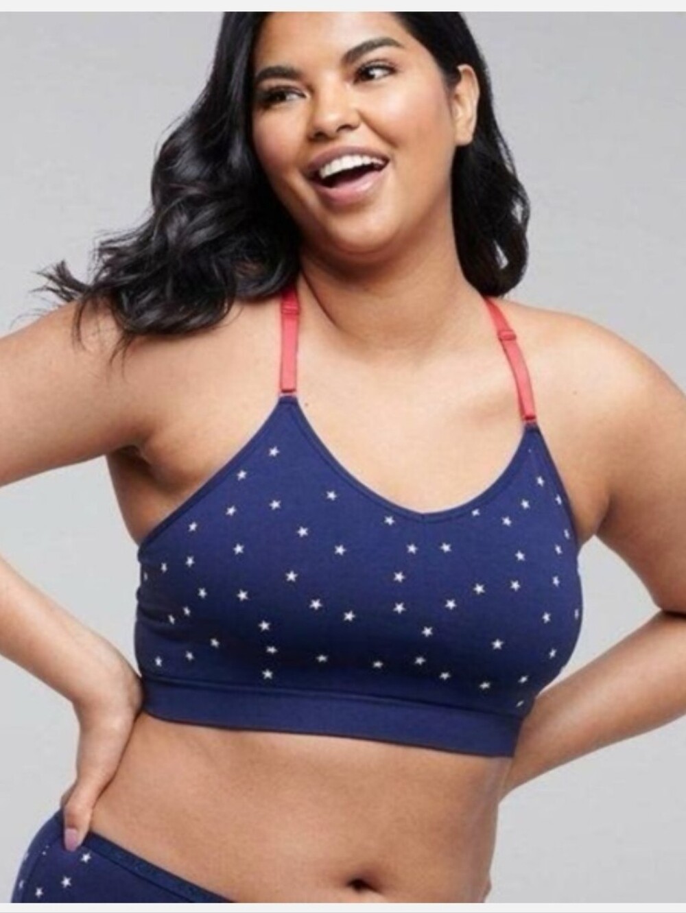 Cacique Blue Stars And Stripes Comfort Stretch Bralette Plus Size 18